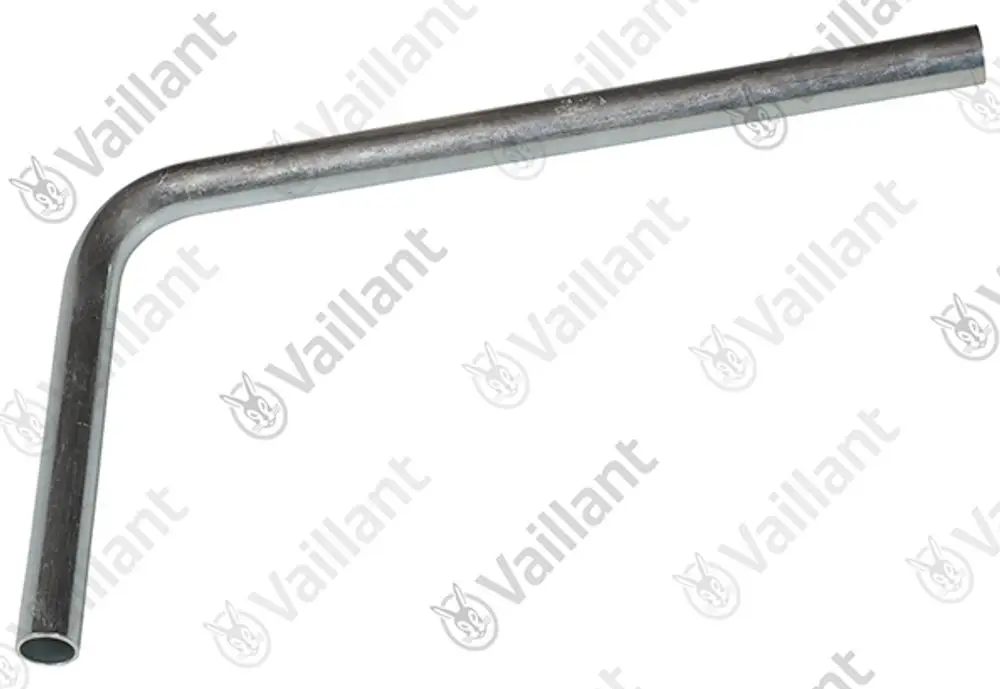 Vaillant Gasrohr in gebogener Form, hergestellt aus Metall, mit einem Ende offen und dem anderen Ende abgerundet.